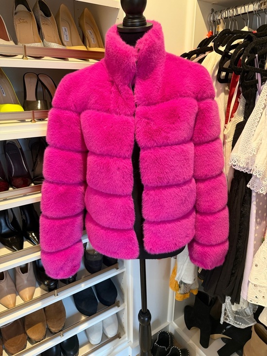 Generation Love Jackets & Blazers - Generation Love Vibrant Pink Faux-Fur Puffer Jacket